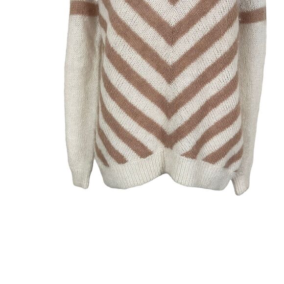 & Other Stories Small Sweater Vneck Striped Wool Mohair Ivory Brown - Picture 7 of 10